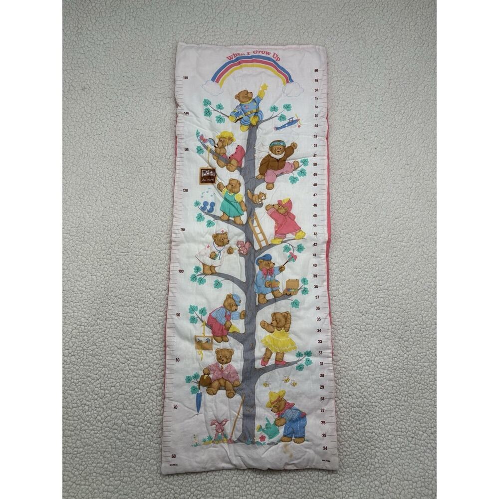 Vintage Baby Growth Chart Teddy Bears Sweet Nursery Decor Wall Hanging Milestone